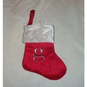 Lower Case g Monogram on red MINI Christmas Stocking 8"X6" by Merry Brite